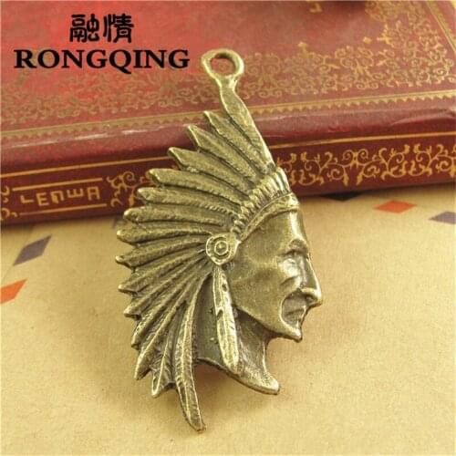 RONGQING 27*56MM Indigenous People Charms 20pcs/lot Handmade Feather Indian Jewelry Accessories