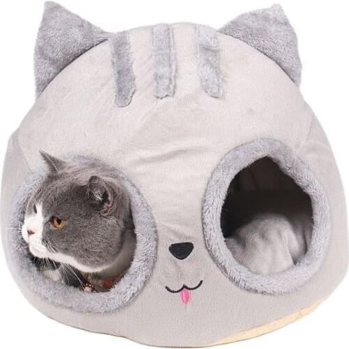 Removable Cat Bed House Warm Pet House Cave For Small Cats Dogs Cat Head Shaped Kitty Puppy Nest Basket With Mat Pet Accessories