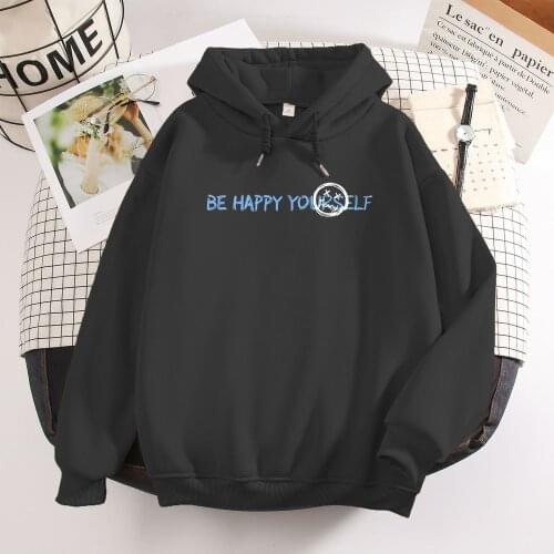 Streetwear Women Hoodie Letter Print Hip Hop Sweatshirt Autumn Winter Warm Top Pullover Oversized Aesthetic Long Sleeve Top