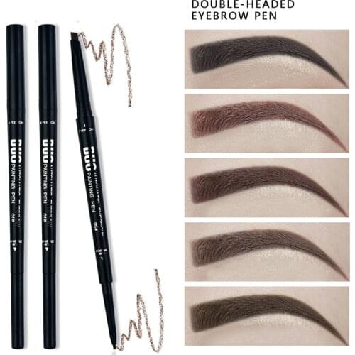 Ultra Fine Triangle Automatic Double Rotate Eyebrow Pencil 2 In 1 Long Lasting Durable No Blooming Eyebrow Tint Makeup