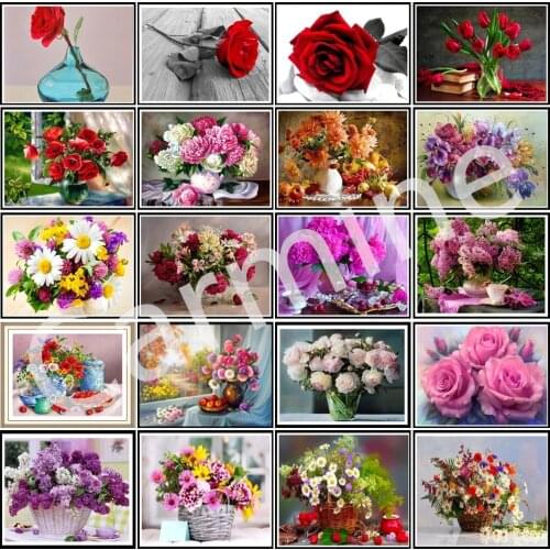 Vase Flower Basket DIY 5D Diamond Painting Flower Inlaid Cross Stitch Embroidery Full Round&Square Drill Home Decoration Gift