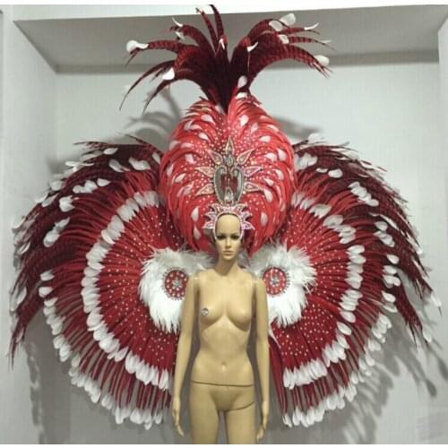 Gorgeous dance stage performance cosplay sexy women big feather carnival costumes for women