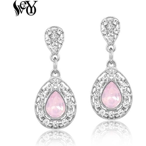 VEYO Cute Crystal Drop Earring for Woman Trendy Drop Rhinestone Earrings Fashion Jewelry