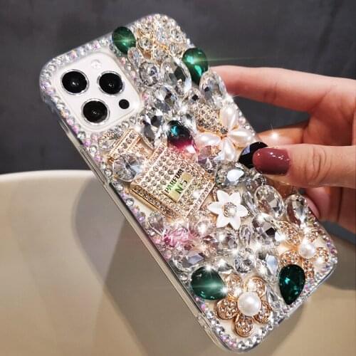 Colorful Bling Diamond Rhinestone Flower Case For iPhone 12 11 Pro MAX X XS XR 6S 7 8 Plus SE2 12Mini Phone Case Pearl Crystal