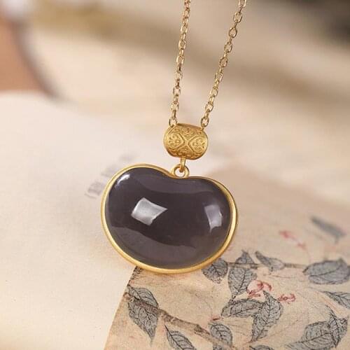Natural Hetian Jade S925 Sterling Silver Purple Ruyi Fashion Popular Simplicity Creative All-Match Goddess Female Clavicle Penda