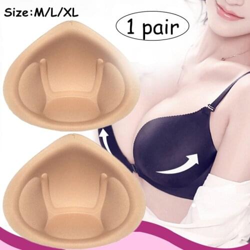 1 Pair Sponge Bra Pads Push Up Breast Enhancer Removeable Bra Padding Inserts Cups for Swimsuit Bikini Padding Intimates