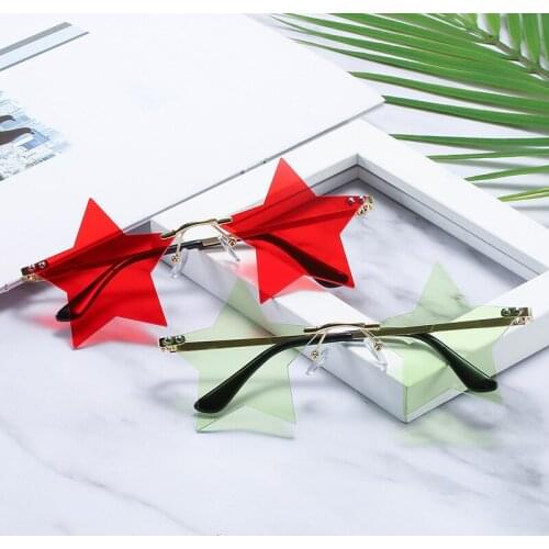 1Pcs Fashion Frameless Sunglasses Women Men Prom Party Sun Glasses Unique Personalized Pentagram Glasses Five Stars Sun Mirror