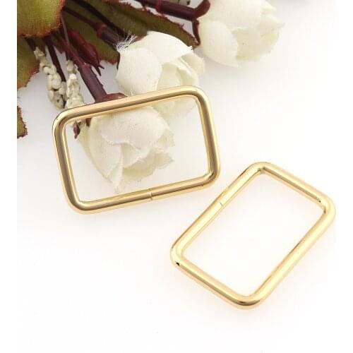 10pcs Metal Gold Metal Wire Formed Rectangle Ring 32mm Square belt buckles for Slider Belt buckle Bra Hook Package accessories