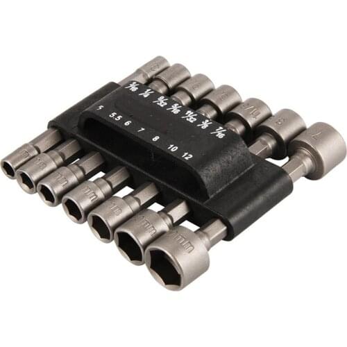 14pcs Power Nut Driver Drill Bit Set Metric Socket Wrench Screw 1/4" Shank Screwdrivers Drill