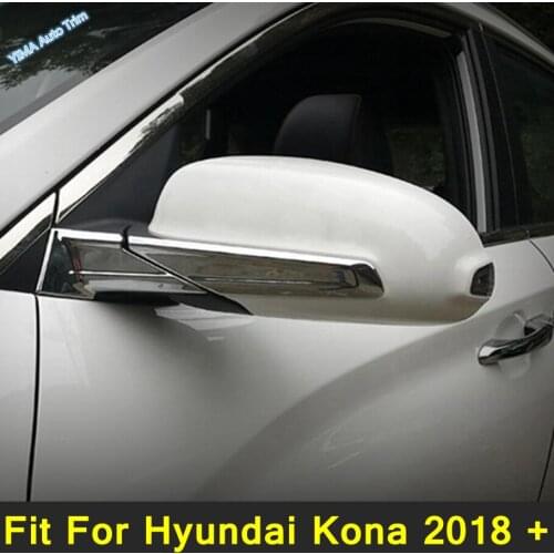 Lapetus Auto Styling Chrome Car Door Mirror Protect Strip Streamer Cover Trim 4 Pcs For Hyundai Kona 2018 - 2021 Exterior