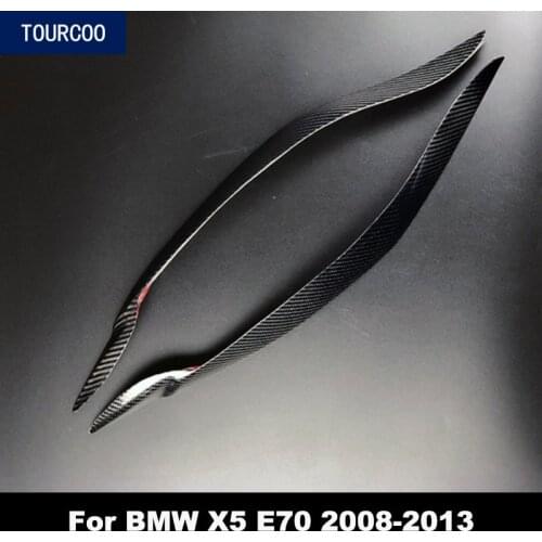 Real Carbon Fiber Car Headlights Eyebrow Trim Cover for BMW X5 E70 2008-2013 Car Modification Decor Accessories