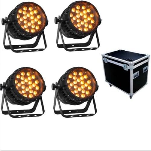 4PCS+Flight Case professional stage zoom par 18x10w rgbw ip65 led rgbwa dmx par led zoom wash outdoor par 64 lighting dj disco