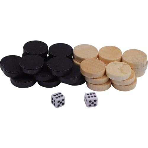 Wood Chess Pieces 32 Pieces Draughts Board Game Chess Pieces Draughts&Checkers&Backgammon Chess Piece Kids Learning Camping