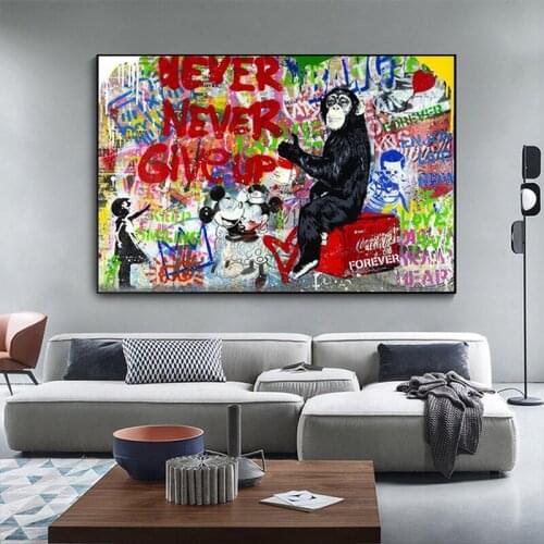 Disney Art Posters and Prints Mickey Mouse and Donald Duck Graffiti Wall Pictures Abstract Canvas Painting Decoration