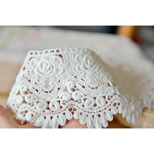 5 yards Ivory Cotton Lace, Antique Wave Pattern Lace Trim