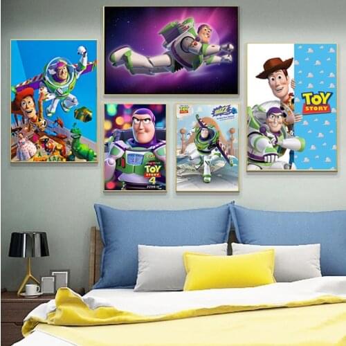 Disney Canvas Painting Cartoon Toy Story Funny Posters and Prints Wall Art Pictures for Kids Room Home Decoration
