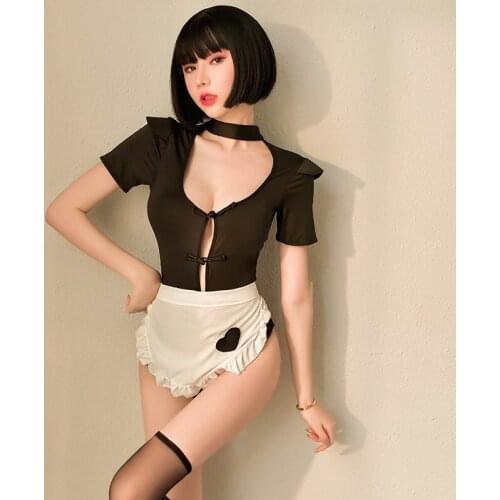 Kawaii Maid Sexy Costume Hot Sexy Lingerie Cosplay Erotic Apron Babydoll Backless Dress Women Cute School Girl Miniskirt Outfit