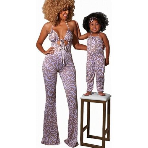 Sleeveless Print Backless Jumpsuit Rompers for Matching Mother Daughter Clothes Mom and Daughter Dress Mum and Daughter Clothes