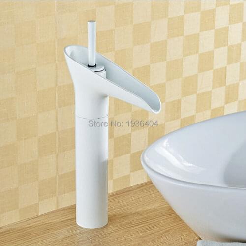 Wine Cup Taps Bathroom copper faucet basin faucet deck mounted Single Holder white paint hot and cold mixer taps W3014