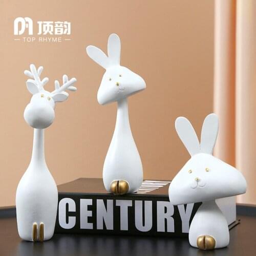 Creative Cute Abstract animal Statue Resin sculpture Crafts Simple Living Room Ornaments Home Office Store Decors Decorations