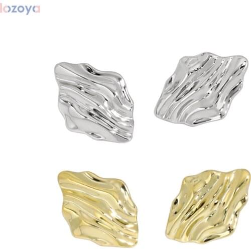 LOZOYA 925 Sterling Silver Gold Irregular Geometric Stud Earring Piercing Pendiente Luxury Fashion Fine Jewelry 2021 Wedding