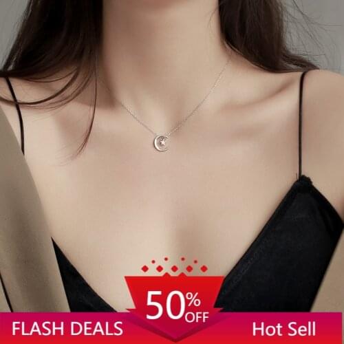Moon Star Necklace Fashion Simple Sparkling Clavicle Chain Woman Wedding Jewelry Party Birthday Gift