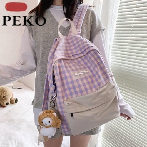 Brand Plaid Fashion Backpack Women Backpack Female School Bag For Teenage Girl Check Shoulder Bag Cute Student School Backpack