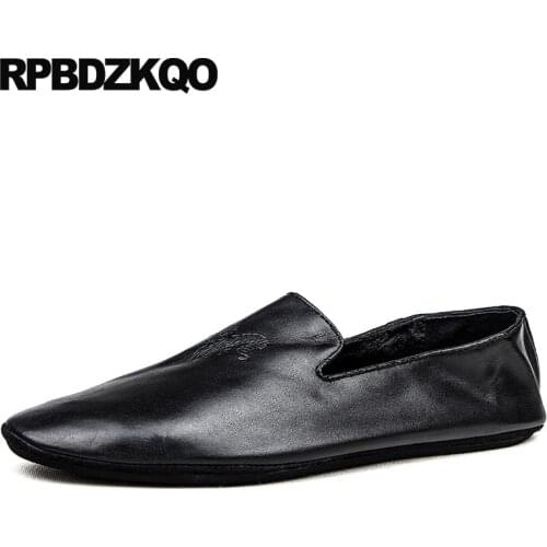 Driving Flats British Style Brand Runway China Casual Shoes European Black Fashion Real Leather Loafers Embroidery Animal Print