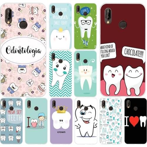 182H Dentist Dental Crowned Tooth Soft Silicone Tpu Cover Case for huawei p 20 lite pro y6 2017 mate 10 lite