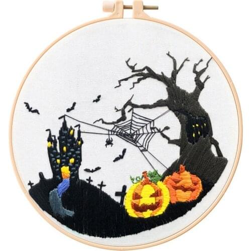 Halloween Embroidery Kit for Beginners, Full Range Embroidery Starter Kit, Embroidery Set, Craft Kit, English Instructions (I)