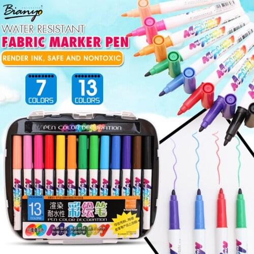 Bianyo 7/13 colors textile fabric marker watercolor Sketch Pen Set for artist t-shirt liner painting school stationery material