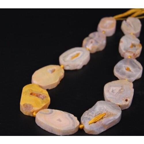 15.5"/strand Orange Raw Agates Quartz Geode Druzy Freeform Slab Nugget Beads,Natural Stone Roug Drusy Slice Pendant Jewelry