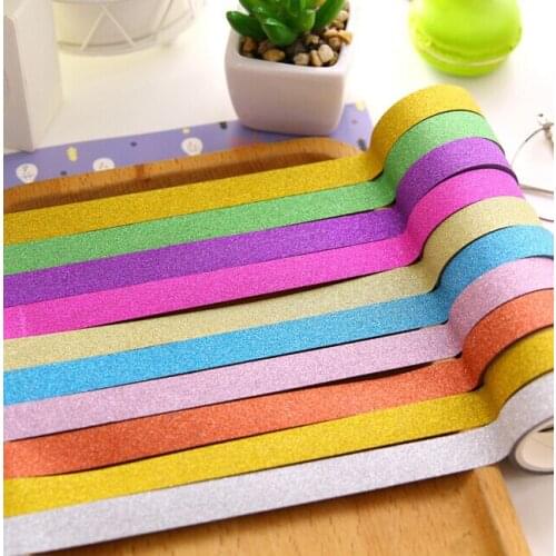1PCS New candy colour glitter washi Tape DIY Multifunction Decoration stationery Tape DIY Cute Cartoon Scrapbooking