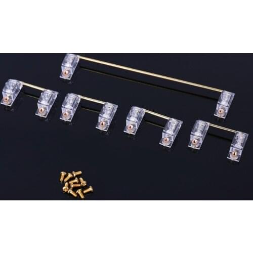Dropship PCB Mounted Screw-in Clear Gold Plated PCB Stabilizers Satellite Axis 6.25u 2u F