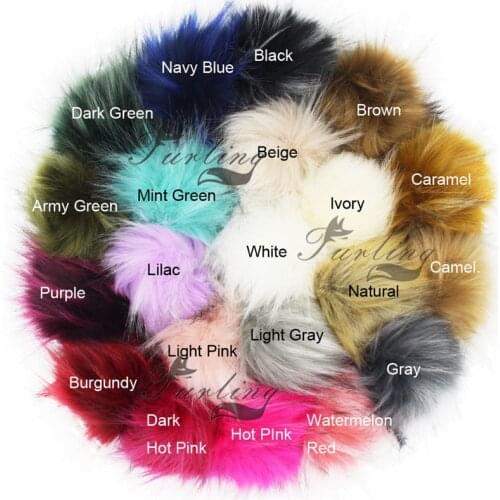 Furling 12pcs 11cm Pom Poms Faux Raccoon Fur Fluffy Pom Pom Ball for Hat Beanie Accessories DIY Keychain Handbag Accessory