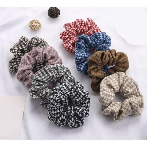 Women Hair Accessories Lattice Hair Scrunchies Women Hairbands Cotton Cloth Fabric Ponytail Holder Gum For Hair Rubber Band