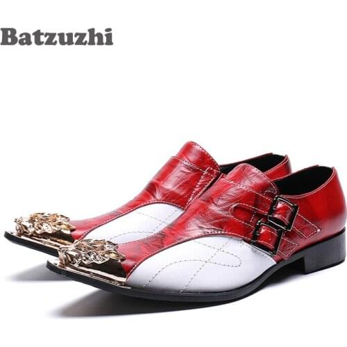 Luxury Men Dress Shoes Pointed Iron Toe Genuine Leather Shoes Men Formal Zapatos Hombre Party and Wedding Shoes Men. Sizes US12