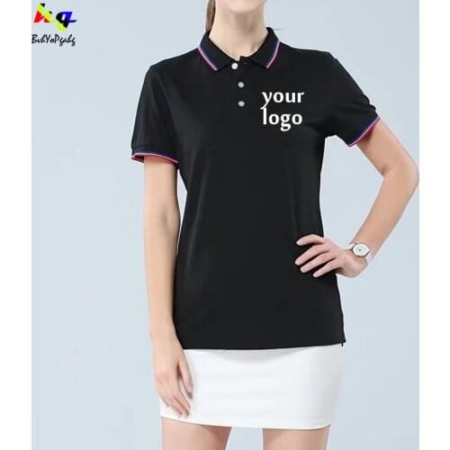 Custom logo picture text ladies summer polo shirt short sleeve polo fashion shirt men and women casual polo shirt