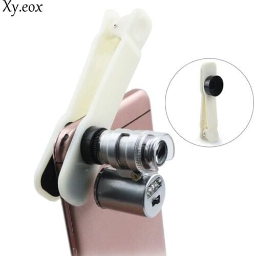 New 60X Mini Handheld LED Light Glass Pocket Microscope Jeweler Magnifier Lens Loupe