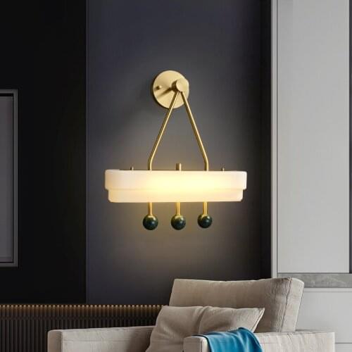 Modern Copper Marble Glass Wall Light Restaurant Bar Villa Hotel Living Room Dining Room Bedroom Wall Lamp WA274