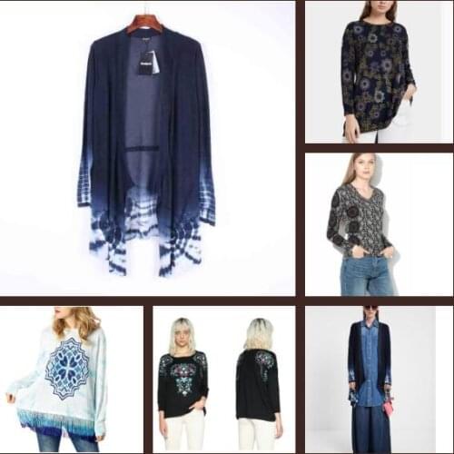 The new Spanish Desigual women spring and autumn style needle print tassel knitwear thin slim embroidered sweater selling hot