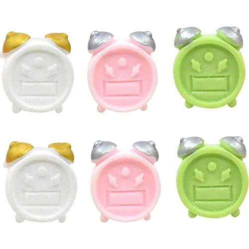 Spring Color Alarm Clock Flatbacks Cartoon Clock Flat Back Resin Cabochons Scrapbooking Crafts DIY Slime Charms Hair Bow Decor