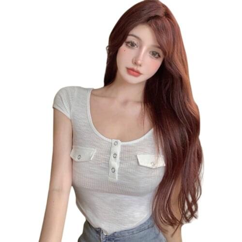 Women Tee Shirt Korean Style Tops White Green Streetwear Summer Short Sleeve T-shirt