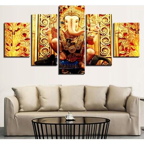 Golden Diamond Painting Buddha of Indian Big Nose 5 Piece Diy Full Square Round Drill Diamond Embroidery 3D Mosaic Decor AA2445
