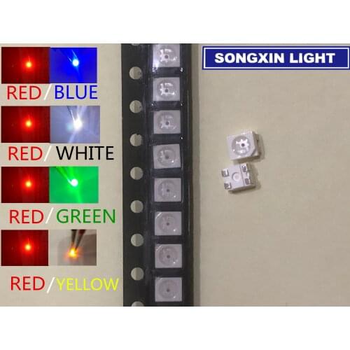 100pcs 3528 SMD LED Bi-Color Red-Blue RED / Yellow / Green / White /Blue Green LEDs NEW 1/35 model train railway modeling PLCC-4
