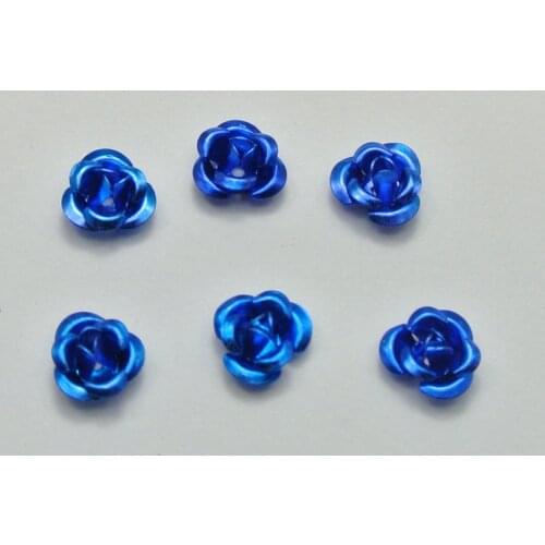 200 Royal Blue Aluminum Metal Rose Flower Beads 6mm Finding