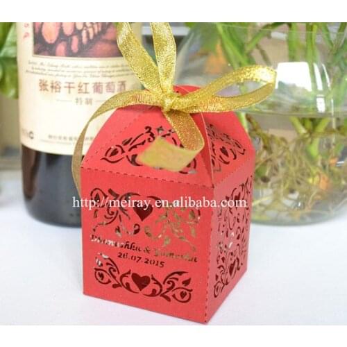 2017 laser cut wedding favor boxes, wedding souvenirs for guests, red wedding return gift