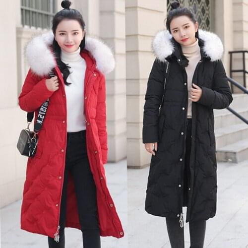 2020, down jacket, long winter hooded coat, coat with a collar of natural fur, womens jackets