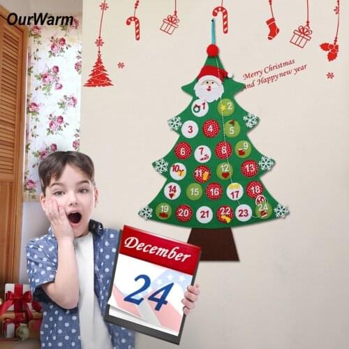 OurWarm 24/31 Numbers Hanging Wall Christmas Advent Calendar Christmas Tree Countdown Calendar Christmas Decoration For Home