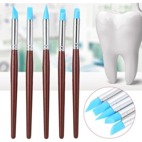 5pcs Resin Porcelain Teeth Shaping Pen Dental Silicone Composite Sculpture Carving Tooth Tools For Adhesive Composite Cement